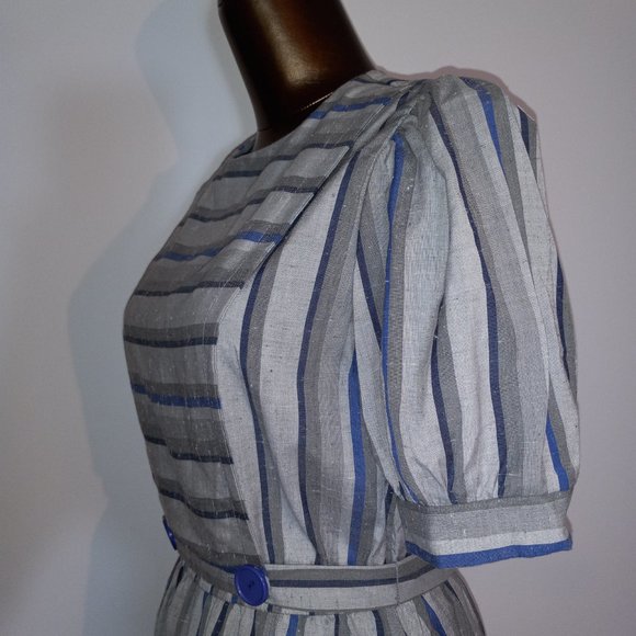 short-sleeve pinafore crew-neck dress, vintage late 1970s-1980s, made in Canada - Picture 7 of 16